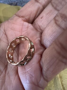 Gold Textured Openwork Women's Ring